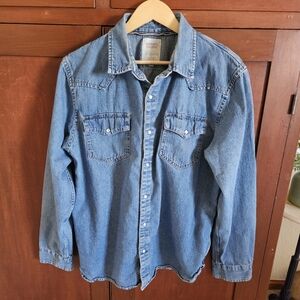 Levi's Mens Denim Pearl Snap Modern Tag Shirt Large